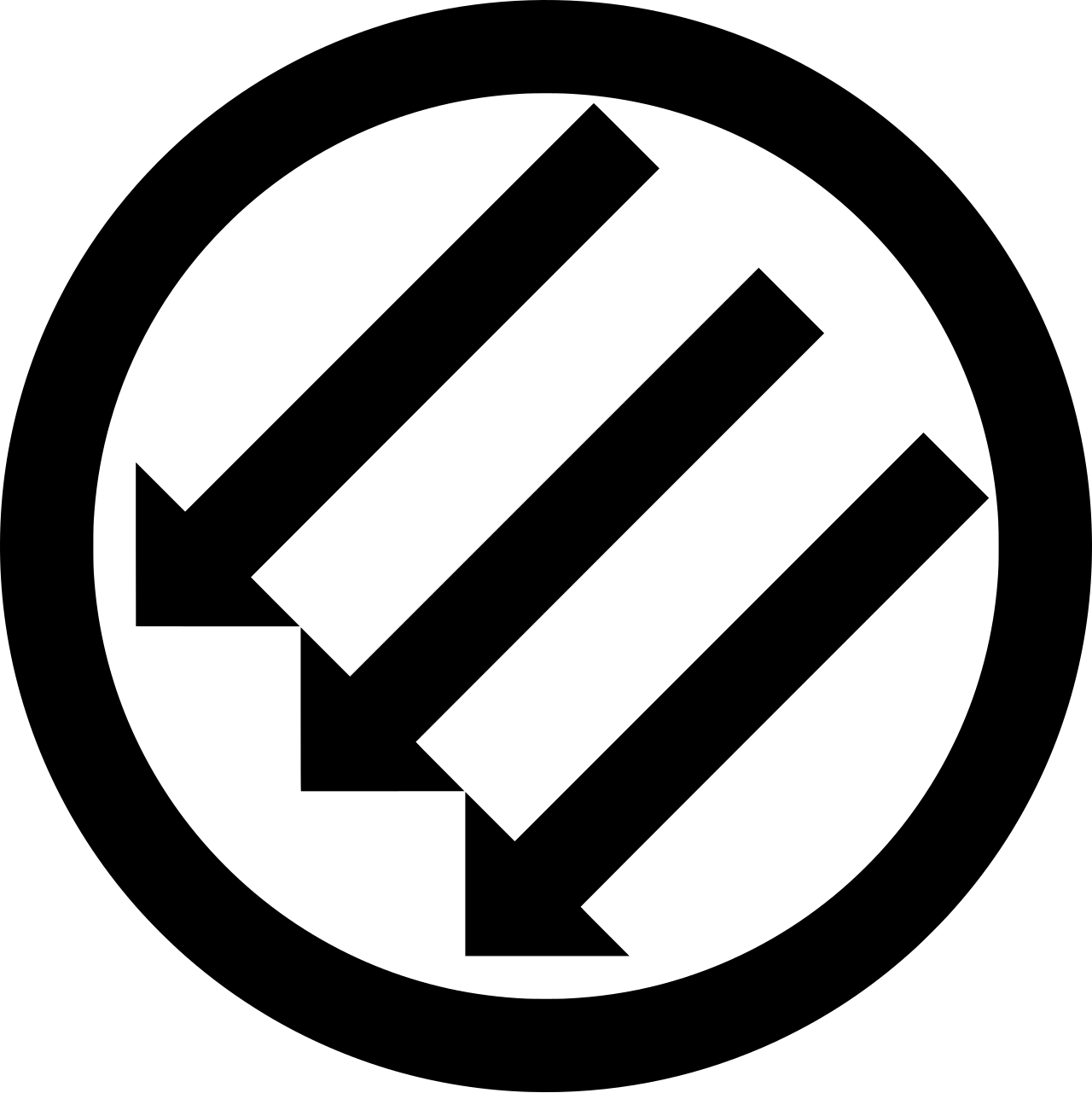 Symbol of the three arrows
	  in a circle